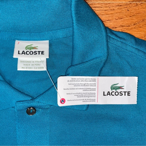 Lacoste Polo Caiman Blue Shirt- Size XL (7) - Picture 6 of 7